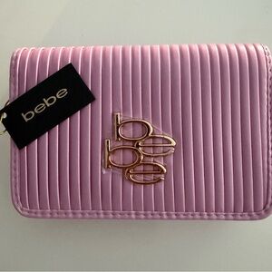 Bebe Nadine Pleats Flap Crossbody Bag Purse Pink
